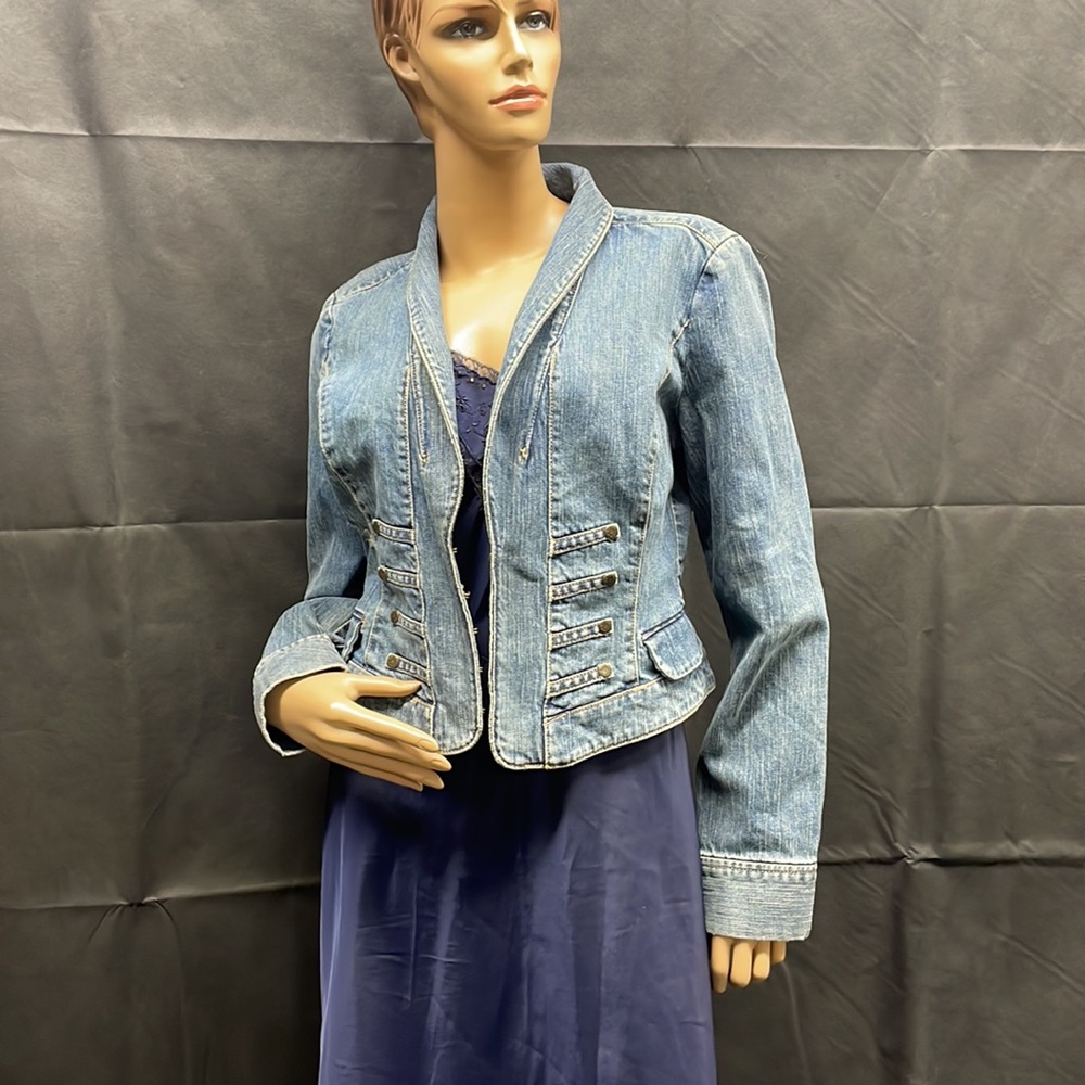 New York & Company Blue Jean Distressed Jacket NWOT - Picture 5 of 10